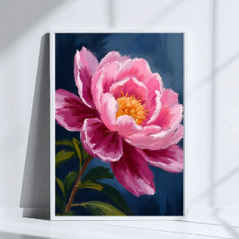 Poster Pintura em Aquarela de Flor Rosa Floral