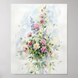 Poster Pintura em Aquarela de Flores