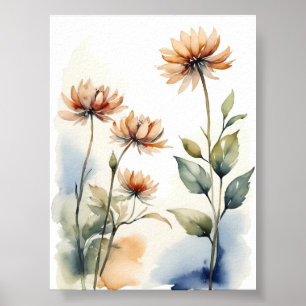 Poster Pintura em Aquarela de Flores