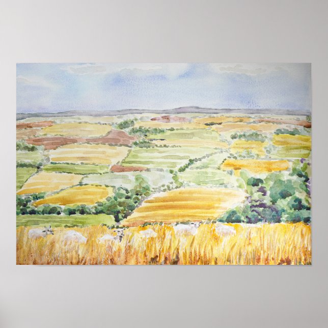 Poster Pintura em aquarela de Inglaterra Countryside (Frente)