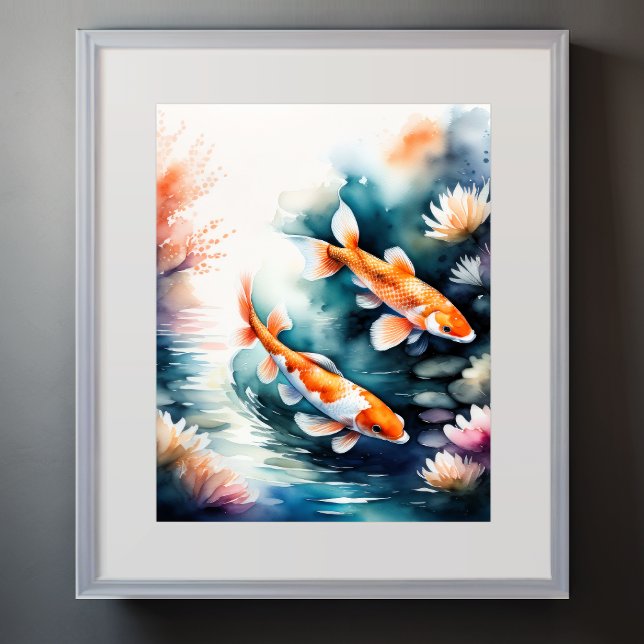 Poster Pintura em aquarela de Koi Fish II (Criador carregado)