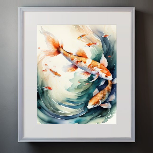 Poster Pintura em aquarela de Koi Fish III (Criador carregado)