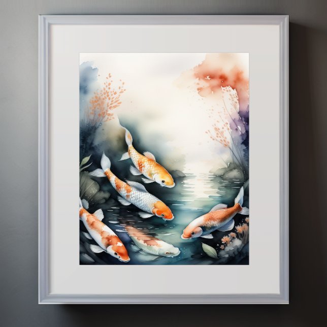 Poster Pintura em aquarela de Koi Fish IV (Criador carregado)