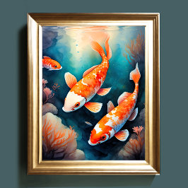 Poster Pintura em aquarela de Koi Fish VI