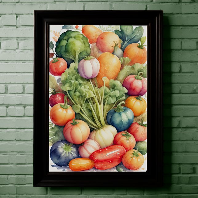 Poster Pintura em aquarela de legumes classificados II (Criador carregado)