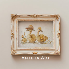 Poster Pintura em Aquarela de Patinho Animal de Fazenda P