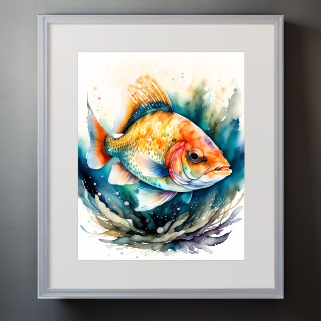 Poster Pintura em Aquarela de Peixe (Criador carregado)