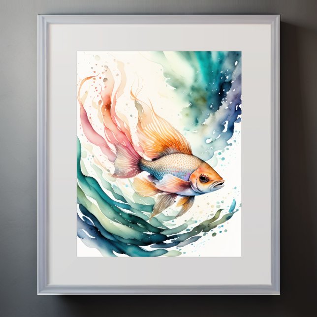 Poster Pintura em Aquarela de Peixe (Criador carregado)
