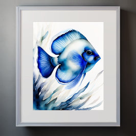 Poster Pintura em aquarela de peixe azul III