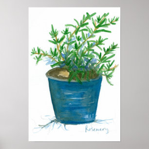 Pôster Pintura em Aquarela de Rosemchen Usina Herb