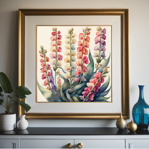Poster Pintura em Aquarela de Snapdragons