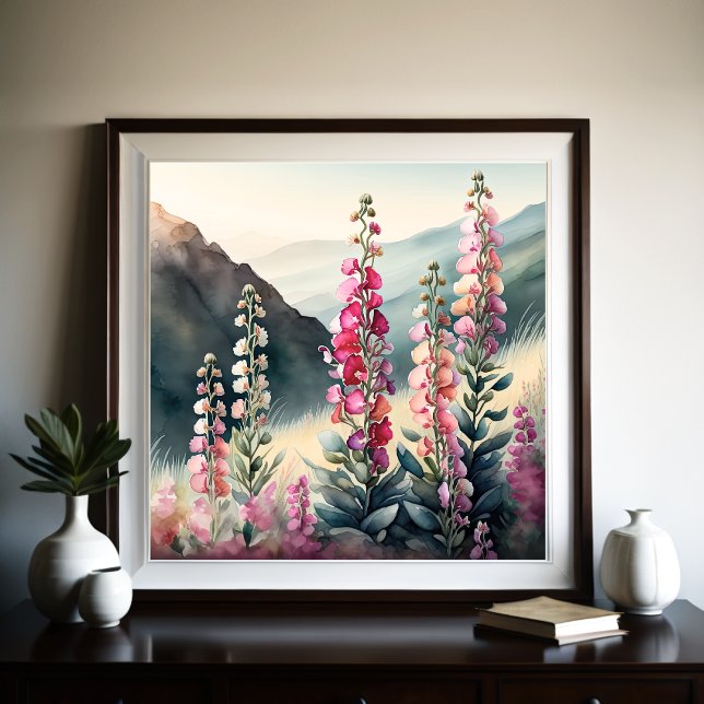 Poster Pintura em Aquarela de Snapdragons (Criador carregado)