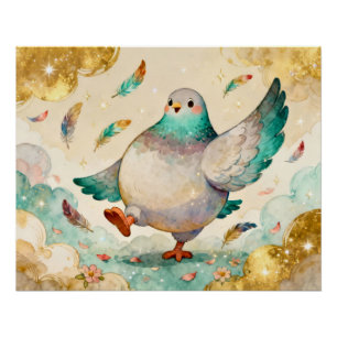 Pôster Pintura em aquarela de um pombo