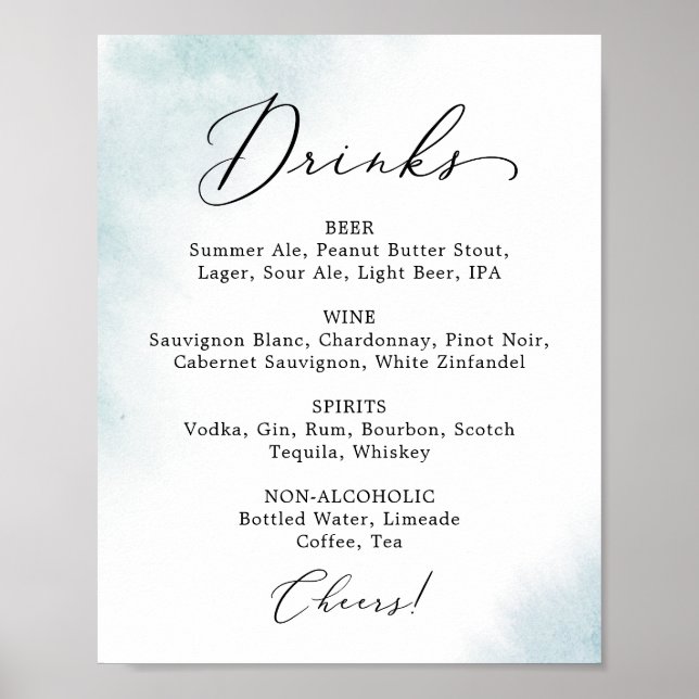 Poster Pintura em Aquarela | Placa de Menu de Bebidas de  (Frente)