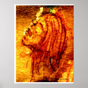 Pôster Pintura em Aquarela Tristeza Saúde Mental