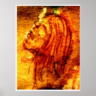 Pôster Pintura em Aquarela Tristeza Saúde Mental