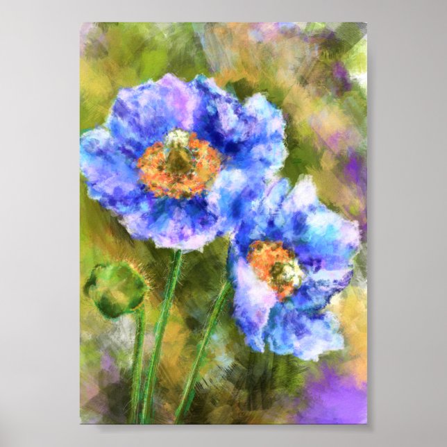Poster Pintura em Arte Abstrata de Flores da Primavera em (Frente)