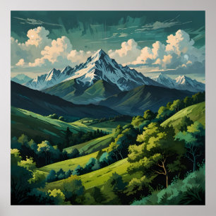 Poster Pintura em árvore e céu