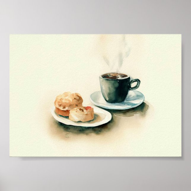 Poster Pintura em café e café da manhã (Frente)