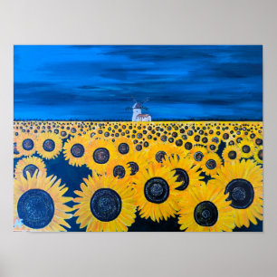 Poster Pintura em campo de girassol por Alfred Fox