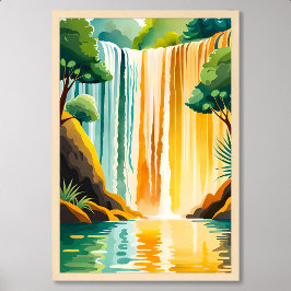 Poster Pintura em cascata de ouro com arredondamento Rock