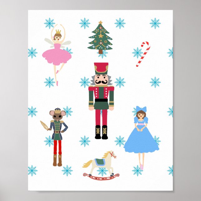 Poster Pintura em Floco de Neve Ilustração de Balé (Frente)