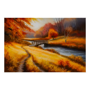Pôster Pintura em Florestas Vibrantes de Outono - Paisage
