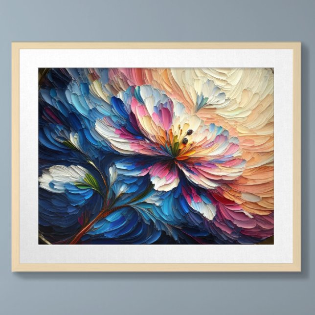 Poster Pintura em Impasto Flor Floral Abstrata (Criador carregado)
