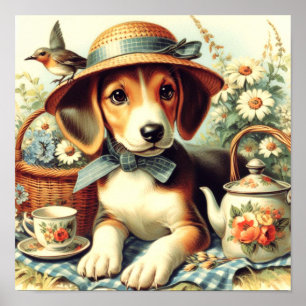 Poster Pintura em Inglês e Bonita em Foxhound