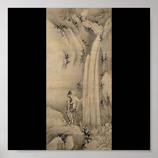 Pôster Pintura em japonês da cachoeira, c. anos 1500 (Frente)