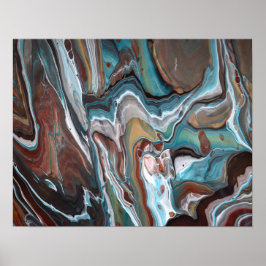 Poster Pintura em Linhas Modernas de Estilos Azuis Castan