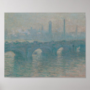 Poster Pintura em Monet de Cinza da Ponte Waterloo