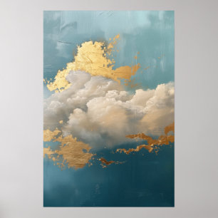Poster Pintura em nuvem e detalhes dourados