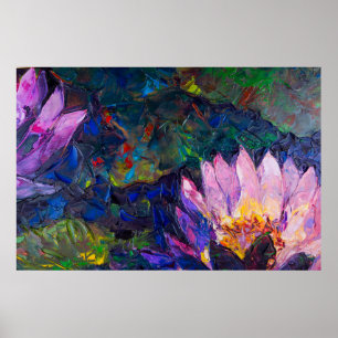 Poster Pintura em óleo de lindíssima flor de lótus
