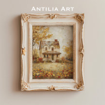 Pintura em Paisagem do Autumn Country House