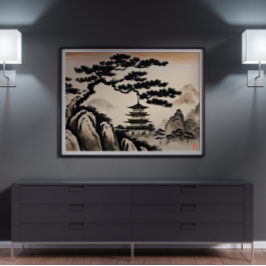 Poster Pintura em Paisagem Japonesa