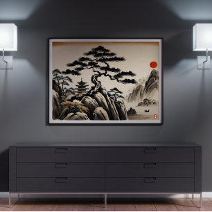 Poster Pintura em Paisagem Japonesa