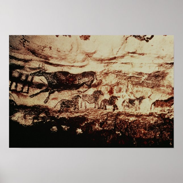 Poster Pintura em rocha de uma vaca com salto (Frente)