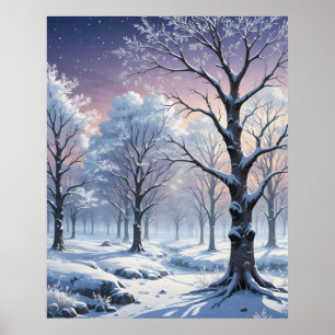 Poster Pintura em terra maravilhosa do inverno