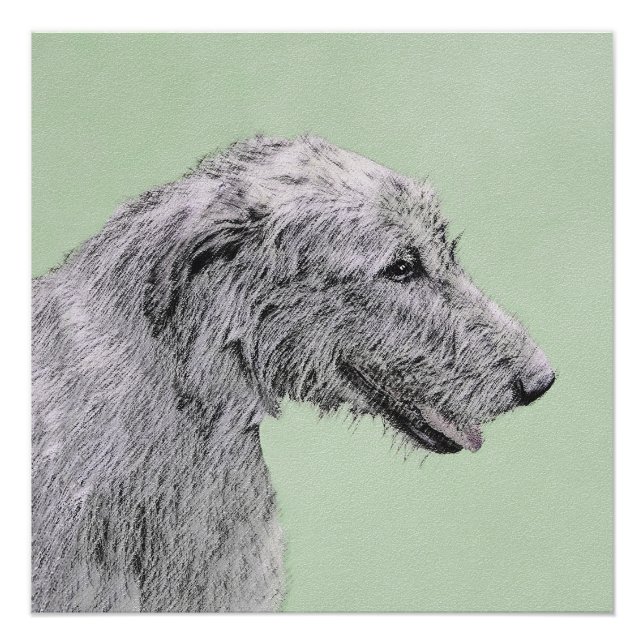 Pôster Pintura em Wolfhound Irlandês - Arte em Cachorro O (Frente)
