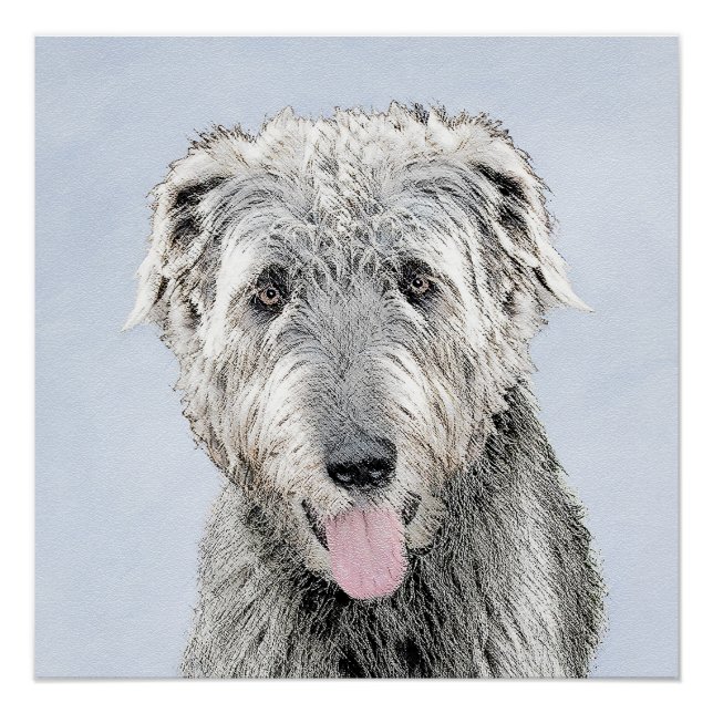 Pôster Pintura em Wolfhound Irlandês - Arte em Cachorro O (Frente)