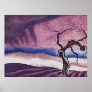 Poster Pintura estética do Gótico roxo da Vintage