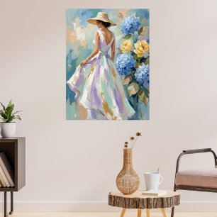 Poster Pintura Floral de Hortênsias Fashion
