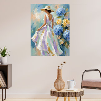 Poster Pintura Floral de Hortênsias Fashion