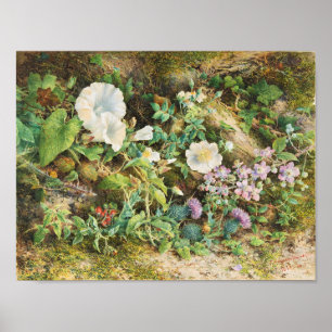 Poster Pintura floral de petúnias bonitas vintage