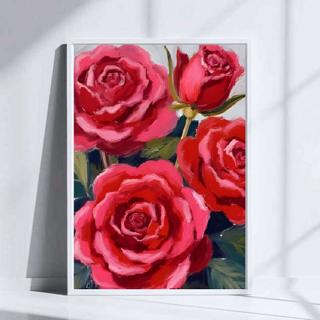 Poster Pintura Floral de Rosas Vermelhas (Criador carregado)
