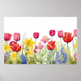 Poster Pintura florescente de tulipas