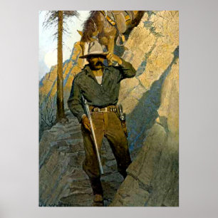 Poster Pintura histórica de NC Wyeth "O Xerife"