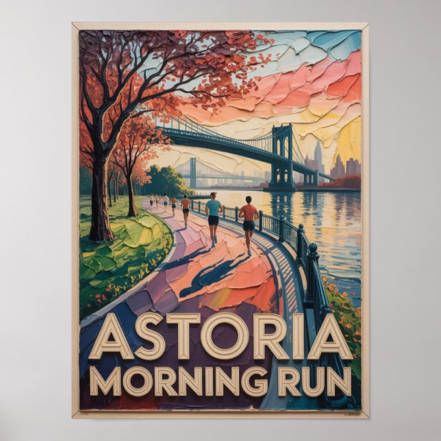 Poster Pintura Impasto da Corrida Matinal de Astoria (Frente)