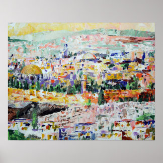 Pôster Pintura Impressionista de Jerusalem Israel
